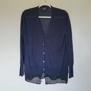 YOSHI KONDO Japense Yarn Frill Cardigan in Navy
